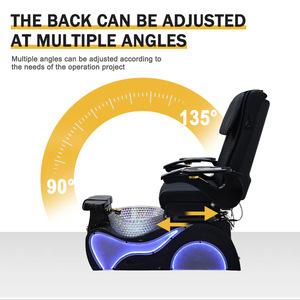 Mobilier et équipement de salon de manucure noir et or, fauteuils de pédicure électriques inclinables avec massage et spa pour les pieds, luxe, avec éclairage LED - Product Image 5