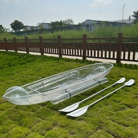 Kayak Transparente con Fondo Transparente de PC y Luces LED de 11 pies para Recorridos Nocturnos en Resorts