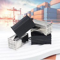 Porte-clés en alliage de zinc 3D en forme de conteneur d'expédition, porte-clés créatif en forme de camion de fret, cadeau promotionnel pour les entreprises de transport et de logistique