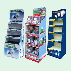 Custom Product Retail Floor Display Stands For Led Light, Cardboard Light Bulb Display Stand