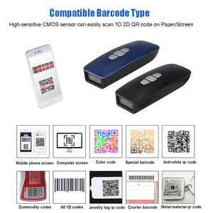 Lecteur de codes-barres portable 1D 2D QR BT, mini lecteur de codes-barres de <span class=keywords><strong>poche</strong></span> pour smartphone et tablette IOS Android, sans fil + USB - Product Image 2