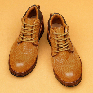 Bottes de travail pour hommes en cuir véritable jaune, style montantes, grain alligator, avec construction Goodyear Welt - Product Image 3