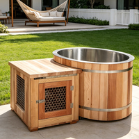 Baignoire ovale en bois et acier inoxydable 304SS en cèdre rouge pour bain froid, 50-59 gallons, pour la récupération des athlètes, hôtels/villas/spas, avec système de refroidissement, OEM/ODM personnalisé