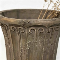 Pot Bunga Oksidasi Vintage Bertekstur Embos, Pot Dekoratif Rustic Farmhouse untuk Tanaman & Bunga Hijau Indoor Outdoor