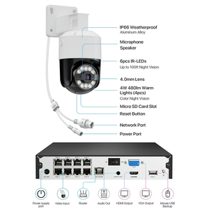 16CH 8MP ระบบกล้องรักษาความปลอดภัยแบบ POE NVR 4TB HDD 12ชิ้น4K 8MP ติดตามอัตโนมัติ PT กล้อง IP ชุด Ai ระบบ<span class=keywords><strong>ตรวจ</strong></span>จับยานพาหนะของมนุษย์ - Product Image 4