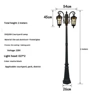 Lampe de jardin extérieure de style européen à LED solaire et électrique, IP54, avec commande intelligente par interrupteur, en aluminium et verre