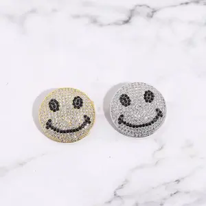 Broche de expressão de sorriso fofo com personalidade de alta qualidade, broche de rosto de sorriso com strass