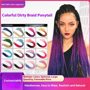 FX-HA81 capelli sintetici in fibra ad alta temperatura con coda di cavallo dritta a tre fili per bambini hanno migliorato la visibilità trecce sporche - Product Image 5