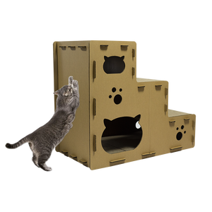 Venda Direta da fábrica Três Pisos de Escadas Montar Cartão Casa Ondulada <span class=keywords><strong>DIY</strong></span> <span class=keywords><strong>Cat</strong></span> <span class=keywords><strong>Scratcher</strong></span> para <span class=keywords><strong>Cat</strong></span> Coçar - Product Image 4