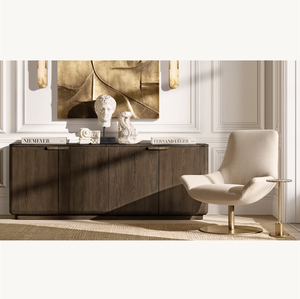 Aparador de 4 puertas Ciro hecho a mano de abeto europeo cepillado con alambre de diseño contemporáneo moderno OEM Sassanid - Product Image 1