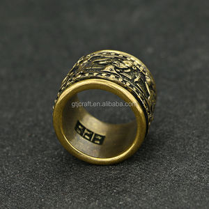 Bague en cuivre pur faite à la main de style antique CA140 pour hommes, période <span class=keywords><strong>Guangxu</strong></span> de la dynastie Qing - Product Image 4