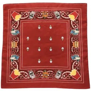 Customized Design Your Own Logo Printing Cotton Square Scarf Custom Cotton Bandana Polyester Bandana