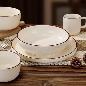 Juego <span class=keywords><strong>de</strong></span> Vajilla <span class=keywords><strong>de</strong></span> Porcelana Minimalista con Líneas Negras, Estilo Europeo, Libre <span class=keywords><strong>de</strong></span> BPA, Ecológico, Apto para Microondas y Lavavajillas - Product Image 2