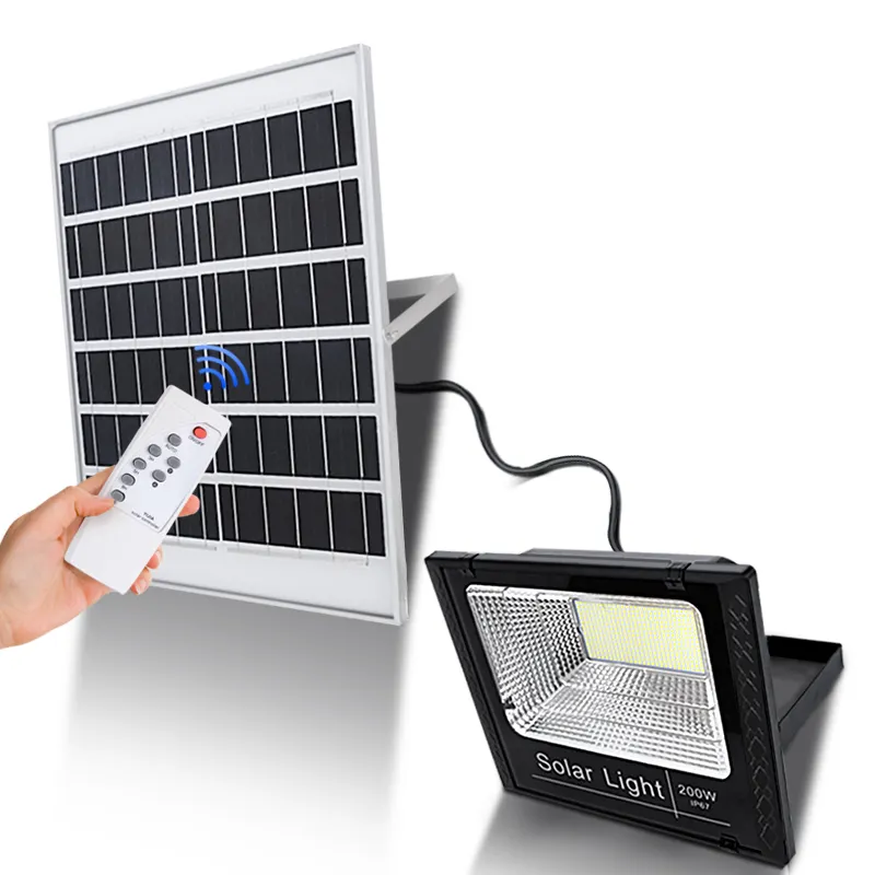 10W 25W 40W 60W 100W 200W 300W exterior LED Luz de inundación con panel solar