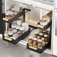 Ventes directes d'usine Étagère de rangement noire à deux niveaux Étagère de rangement de cuisine amovible pratique