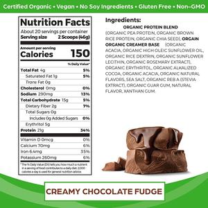 Proteine in Polvere Vegane Biologiche OEM al Cioccolato Cremoso, 21g di Proteine Vegetali, Basso Contenuto di Carboidrati, Ricostruzione Muscolare - Product Image 2