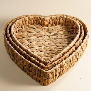 Bandeja de vime para servir cosméticos em forma de coração, cesta em forma de coração com jacinto de água, novo design - Product Image 3