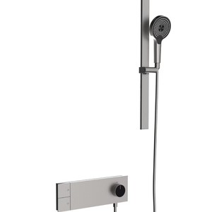 Ultra Thin Wall <b>Mounted</b> Shower Set Brass Valve Rain <b>Spray</b> Dual Function Faucet With Riser Bar And Handheld Showerhead - Product Image 1