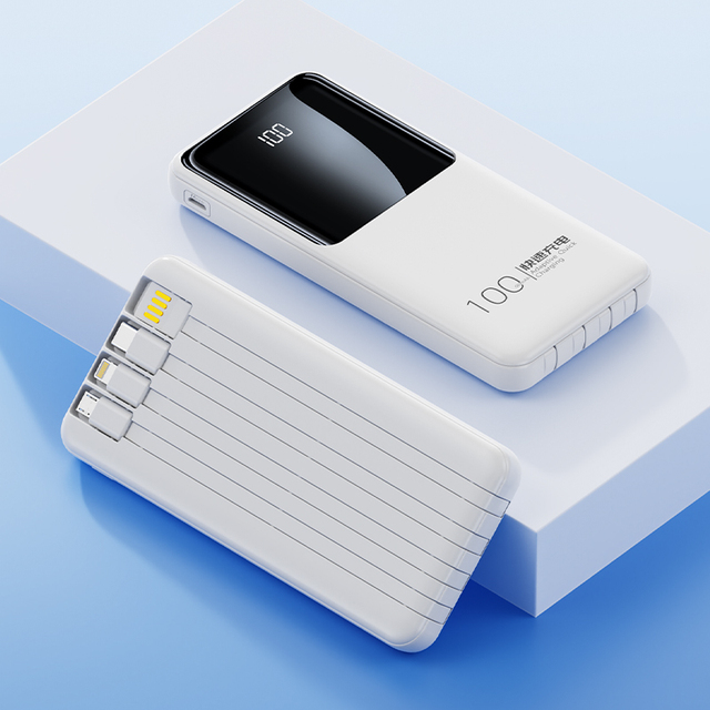 LCD Display 22.5W Power Bank with Four Cables Ultra Slim Power Banks for All Phone PD20W Power Banks 10000mAh Fast Charging
