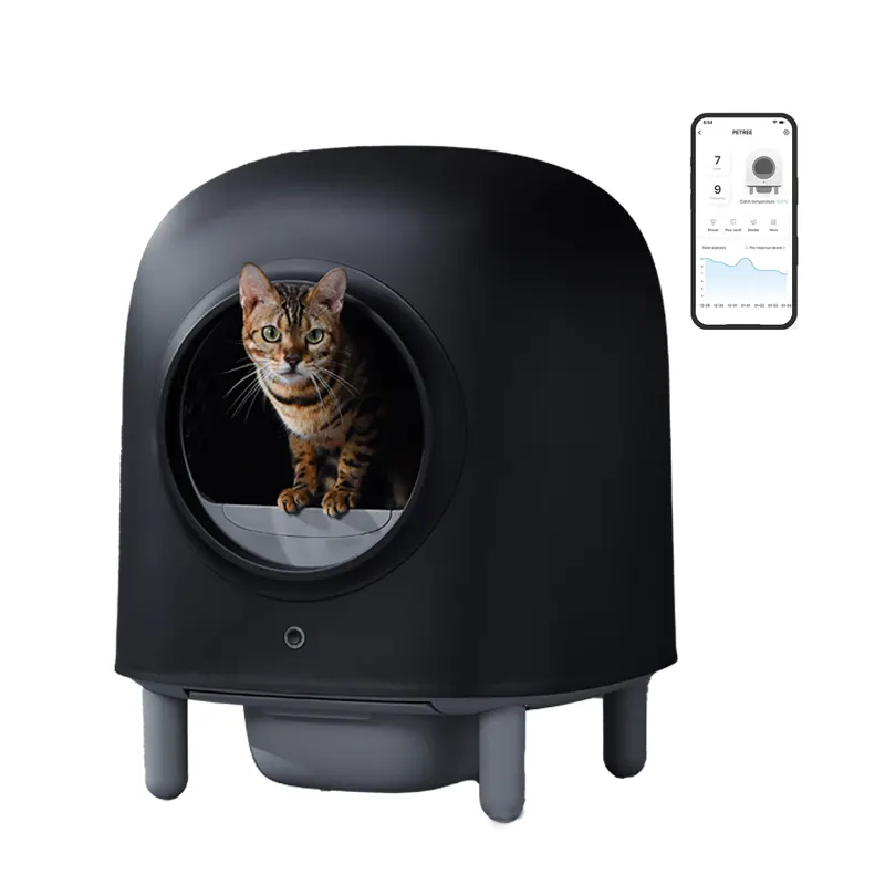 Bán buôn petree tự động mèo xả rác Hộp wifi điều khiển nhanh chóng tự làm sạch thông minh lớn mèo xả rác hộp