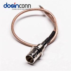 Cable <span class=keywords><strong>BNC</strong></span> de Conexión a Panel, Hembra, Crimpado, 180 Grados, Coaxial, Recto, Montaje Frontal, con RG316 a TD - Product Image 1