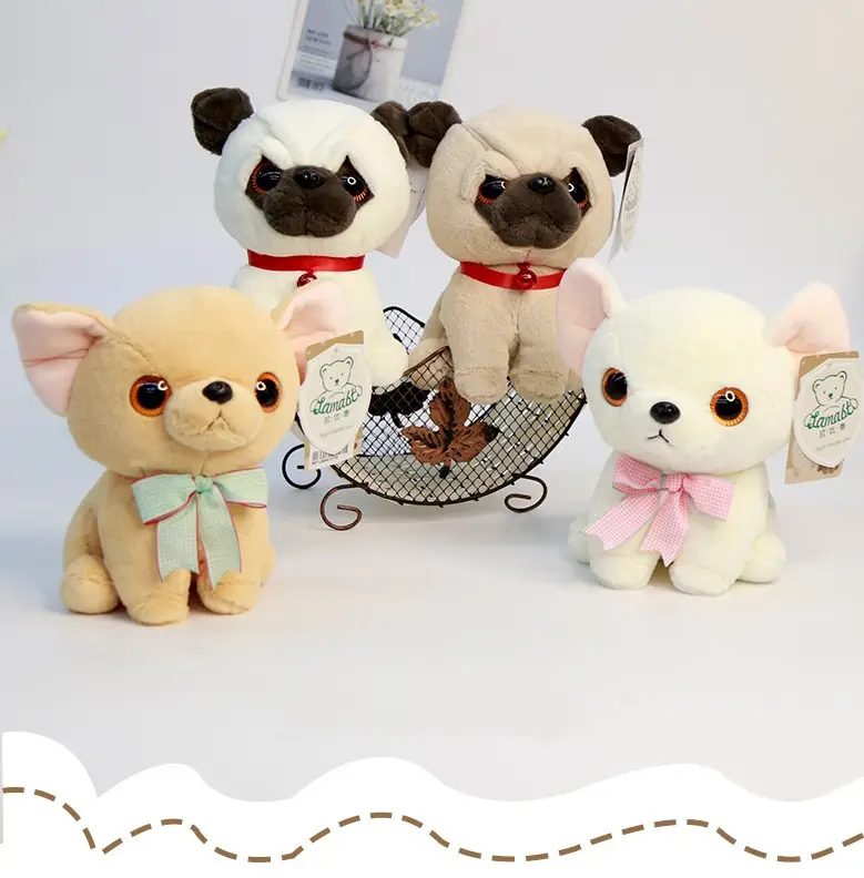 맞춤형 8 인치 치와와 스쿼트 강아지 봉제 인형 퍼그 개 박제 동물 장난감 어린이 생일 선물