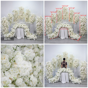 Factory Direct White Flower Arch Backdrop Customizable Size Floral background silk Flowers for Wedding - Product Image 3