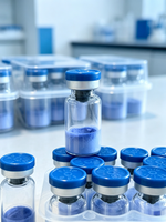 Poudre lyophilisée de peptide de cuivre bleu GHK-Cu Tripeptide-1 à 99 % de pureté, matière première cosmétique de collagène, usine