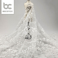 Tissus de broderie de luxe Europe et Amérique, broderie 3D, perles, paillettes, tulle français, dentelle de mariée