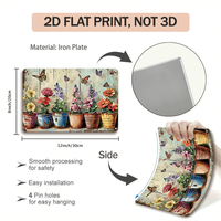 Ensemble de panneaux métalliques décoratifs pour jardin, style rétro rustique, décoration murale florale pour la maison et la terrasse