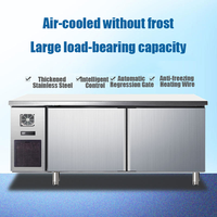 Réfrigérateur/congélateur commercial à air refroidi en acier inoxydable épaissi à 2 portes avec plan de travail et porte à ressort automatique