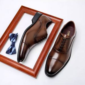 Zapatos Oxford Formales Italianos, Zapatos de Vestir de Oficina, Zapatos de Cuero Genuino, Zapatos de Vestir de Cuero Casuales para Hombre - Product Image 5