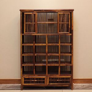 Bamboo <b>Wall</b> <b>Mounted</b> Cabinet Multi Compartment <b>Shelf</b> Tea Storage Rack Living Room Display <b>Shelf</b> Standing Type Zen Inspired - Product Image 2