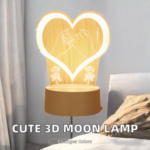 Lampe de Chevet LED Créative 3D Moderne et Mignonne en Forme d'Ours en Acrylique, Rechargeable par USB, RVB, à Intensité Variable, pour Décoration de Chambre Festive - Vente en Gros - Product Image 1
