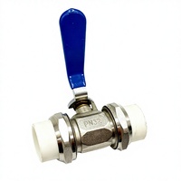Vanne à boisseau sphérique manuelle Xingfu 20/25/32mm en laiton robuste pour PPR, à union simple/double, avec levier bleu, étanche, joint EPDM, OEM, haute performance