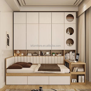 Factory Direct Custom Budget-Friendly Studio Apartment Furniture <b>Sets</b> Multifunctional Wooden Bed With Storage Wardrobe & <b>Desk</b> - Product Image 2