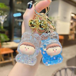 Nuevo Llavero Popular de Muñeca de Dibujos Animados, Artesanía de Resina Líquida, Colgante Luminoso Lindo, Llavero de Arena Movediza Líquida Intermitente - Product Image 4