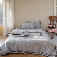 Parures de lit de qualité supérieure en couleur unie, tailles Queen et King, collections personnalisées avec design à volants, ensemble de couette et de couvre-lit