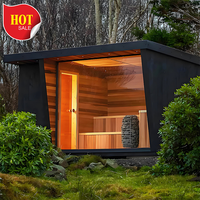 Maison mobile de conteneur de sauna en bois solide de sauna au bois extérieur