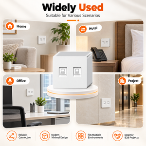 <span class=keywords><strong>Prise</strong></span> murale <span class=keywords><strong>double</strong></span> pour réseau téléphonique et Internet, idéale pour l'installation à domicile ou au bureau - Product Image 2