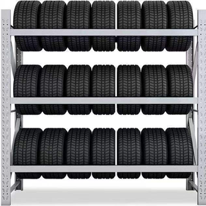 מתקני אחסון צמיגים רב תכליתיים מפלדה, 4 שכבות, ציפוי אבקה נגד קורוזיה, עיצוב ללא ברגים, קיבולת 300 ק\"ג, מתאים לסדנאות ותערוכות - Product Image 3