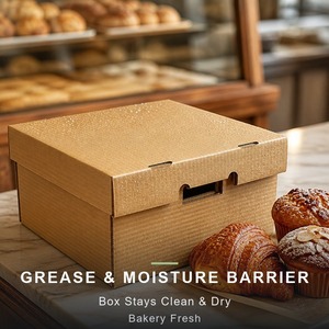 Scatola in Cartone Kraft Cerato Resistente al Grasso per Consegna di Panetteria e <span class=keywords><strong>Pasticceria</strong></span>, Scatola Ondulata per Imballaggio Alimentare con Barriera Contro l'Umidità - Product Image 2