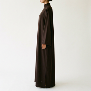 Custom High Neck Solid Color Muslim Abaya Maxi Dress Modest Abaya Inner Dress Custom Muslim Dresses <b>Islamic</b> Eid Clothing - Product Image 2