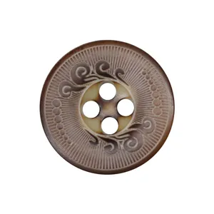 Fired retro 4-holes carved ivory corozo buttons for vest clothing can be customized with logo patterns