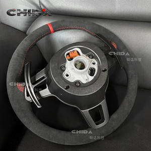 เหมาะสำหรับ Porsche Panamera Macan 718 Boxster Cayman taycan <span class=keywords><strong>Carrera</strong></span> <span class=keywords><strong>911</strong></span> 996 981 957 958 991พวงมาลัยหนังนิ่มที่กำหนดเอง - Product Image 6