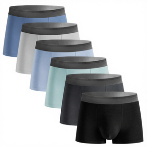 Sous-vêtements en coton pour hommes, taille mi-haute, respirants, confortables, caleçons boxer, logo personnalisé - Product Image 4