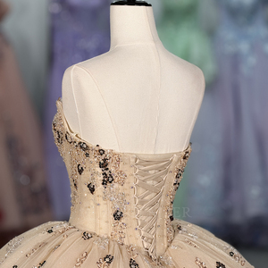 Robe de bal de princesse plissée avec appliques florales en cristal et perles multiples Dy6925-1 pour Quinceañera, soirée de gala, Sweet 16 - Product Image 5