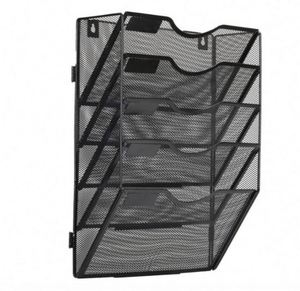 New Foldable Mesh Metal Door Wall Mount 5 Tier Hanging <b>File</b> Folder <b>Organizer</b> for Paper Document Magazine Rack - Product Image 3