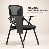 Chaise de formation pliable en gros avec tablette d'écriture, dossier en maille respirante et siège rembourré pour conférences, salles de classe et salles de séminaire
