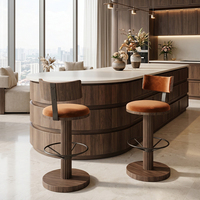 Tabouret de bar en métal noir, chaise pivotante en velours de qualité supérieure, tabouret de comptoir rembourré de luxe avec repose-pieds en acier inoxydable doré pour salon